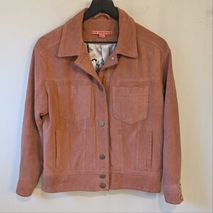 The Arrivals Pink Lassen Calf Suede de Nimez Leather Trucker Jacket Size Small